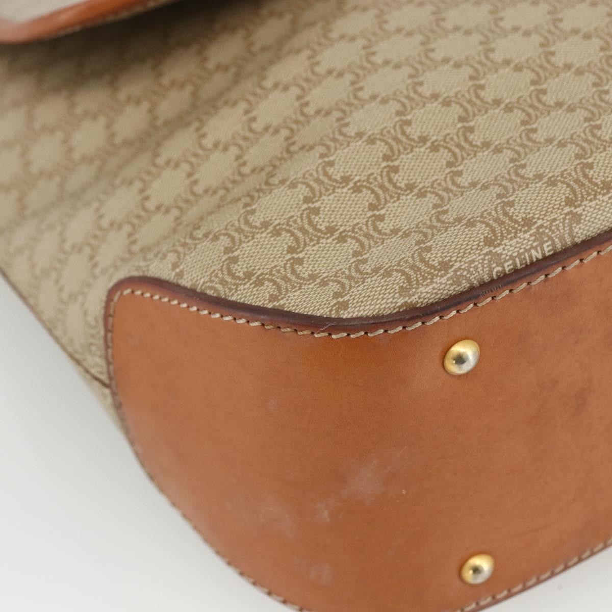 Celine Vintage Macadam Handbag Canvas and Leather, Beige, Canvas, Handbag