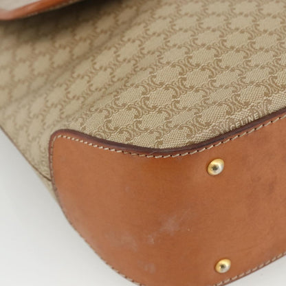 Celine Vintage Macadam Handbag Canvas and Leather, Beige, Canvas, Handbag