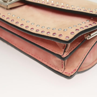 Valentino Garavani Turnlock Chain Shoulder Bag Suede, PINK, SUEDE, Shoulder bag