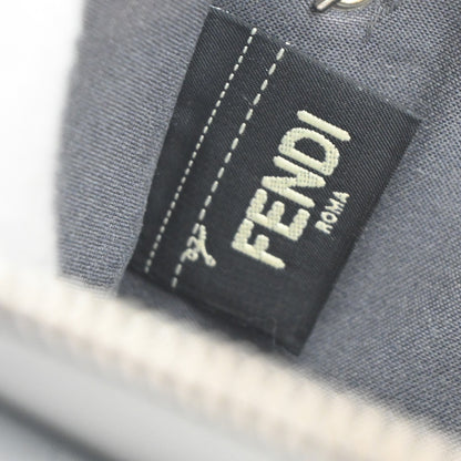 Fendi Monster Front Pocket Clutch Leather with Fur, GRAY, LEATHER, Clutche & pouche