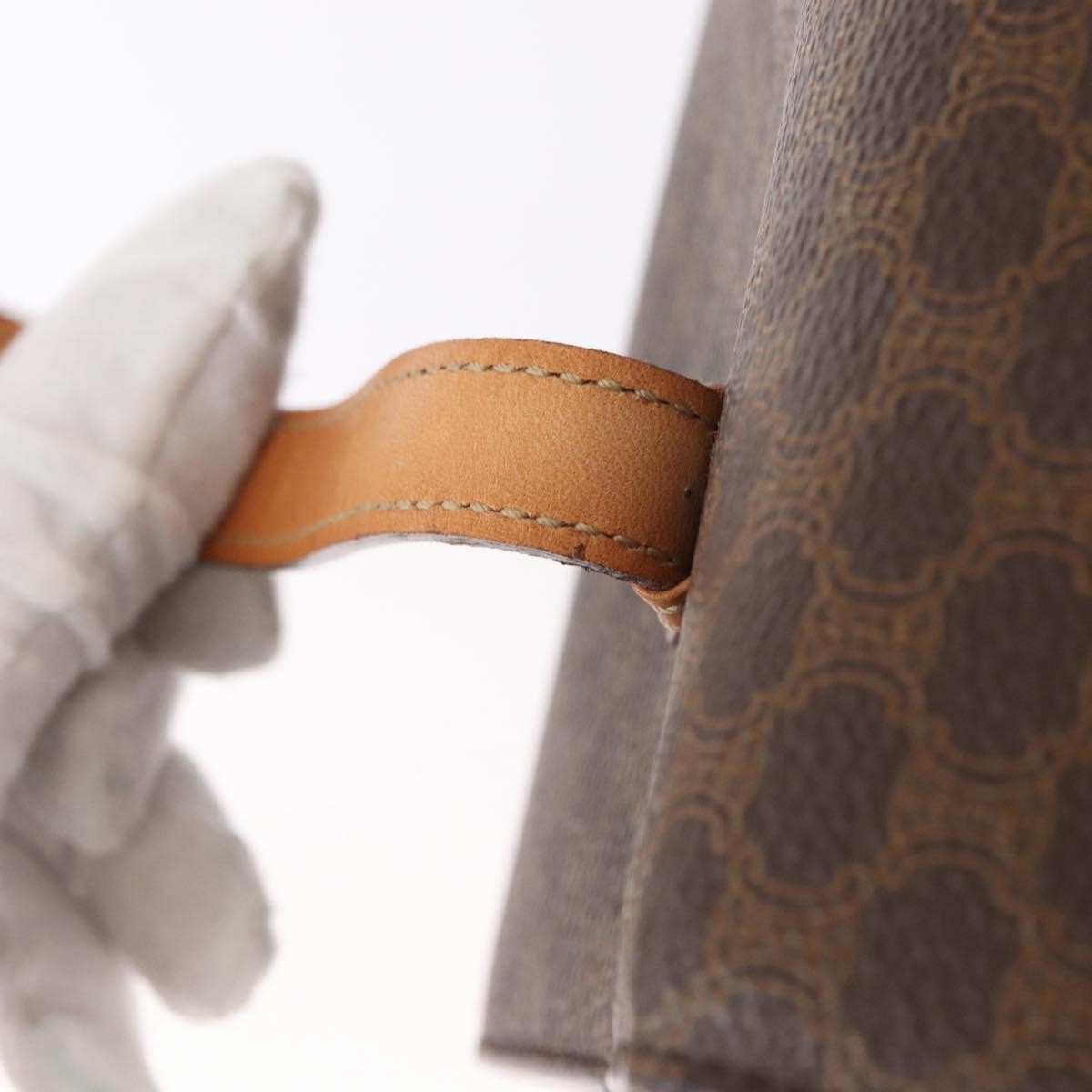 Celine Vintage Macadam Handbag Canvas and Leather, BROWN, CANVAS, Handbag