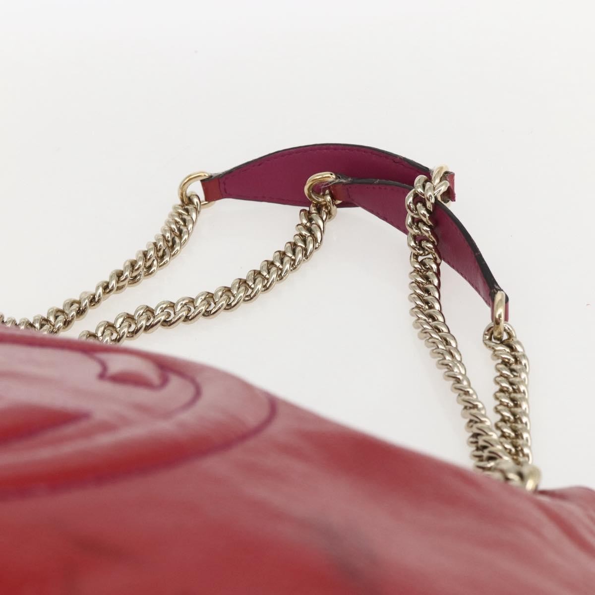 Gucci Soho Chain Strap Shoulder Bag Patent, RED, LEATHER, Shoulder bag