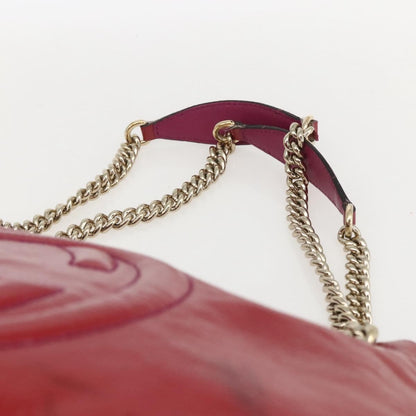 Gucci Soho Chain Strap Shoulder Bag Patent, RED, LEATHER, Shoulder bag