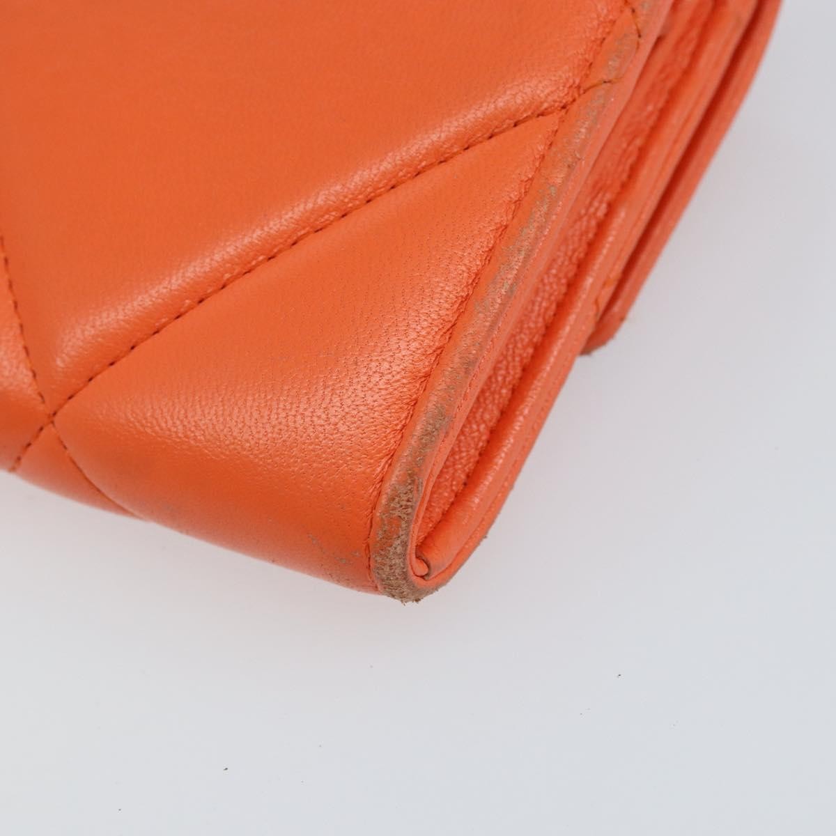 Chanel 19 Flap Wallet Quilted Lambskin, ORANGE, LEATHER, Wallets