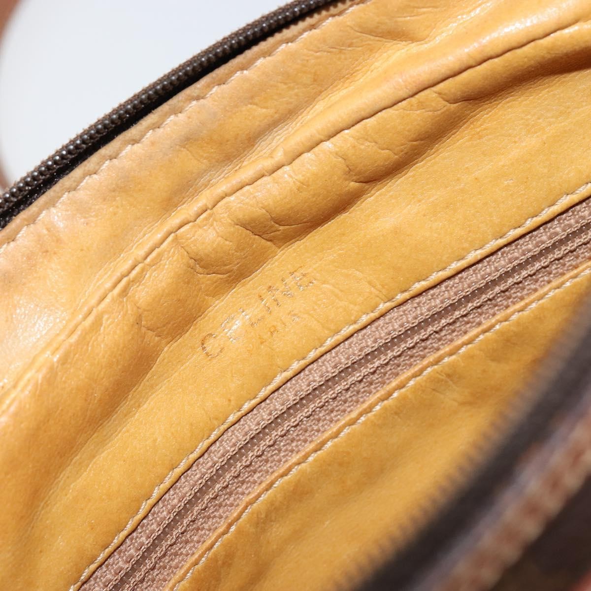 Celine Vintage Macadam Shoulder Bag Canvas and Leather, BROWN, CANVAS, Shoulder bag