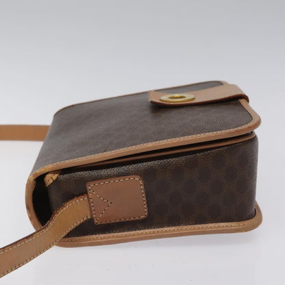 Celine Vintage Macadam Shoulder Bag Canvas and Leather, Brown, Canvas, Shoulder Bag