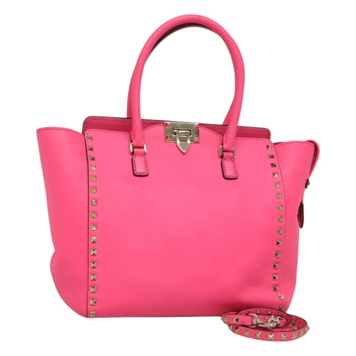 Valentino Garavani Rockstud Tote Rigid Leather, PINK, LEATHER, Tote bag