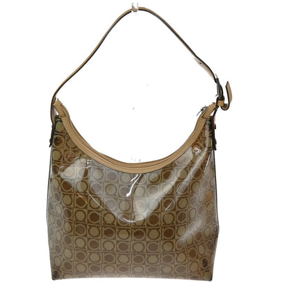 Salvatore Ferragamo Gancini Shoulder Bag Vinyl, Brown, Plastic, Shoulder Bag