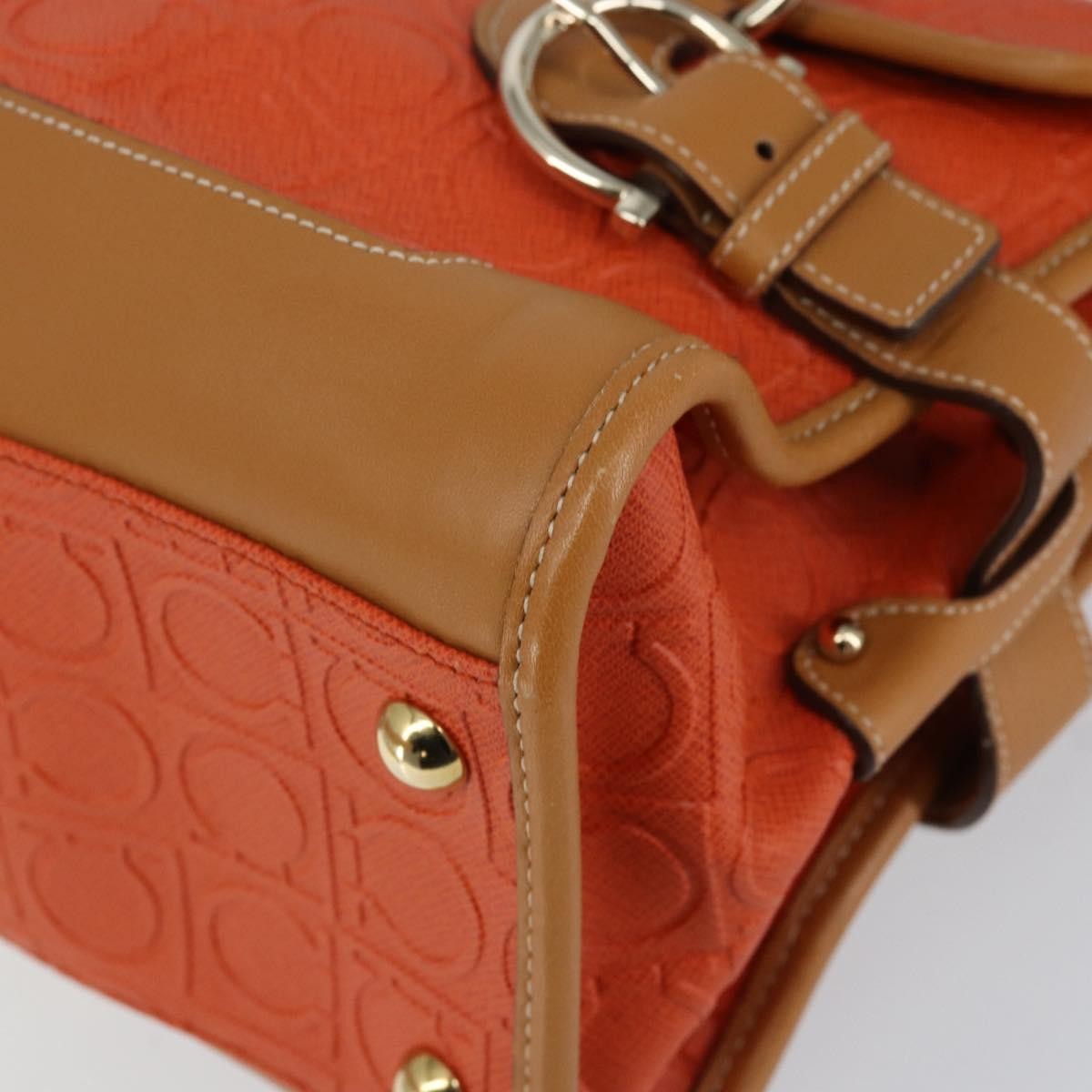 Salvatore Ferragamo Gancini Shoulder Bag Canvas, ORANGE, PVC, Shoulder bag