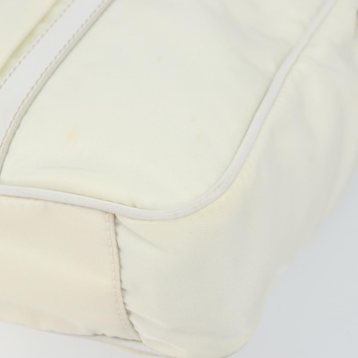 Prada Vintage Tote Tessuto with Leather, WHITE, NYLON, Tote bag