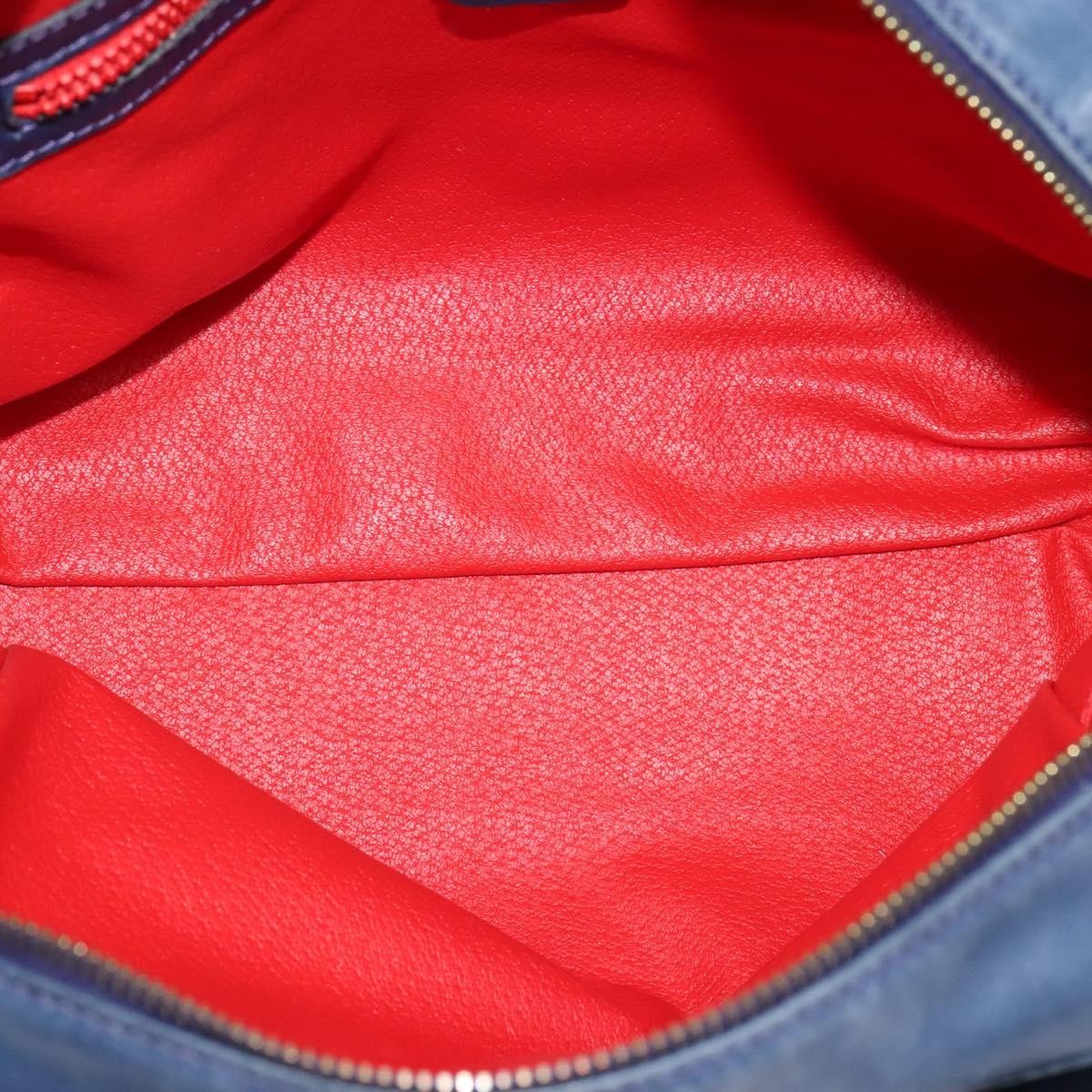 Celine Circle Logo Handbag Leather, BLUE, LEATHER, Handbag