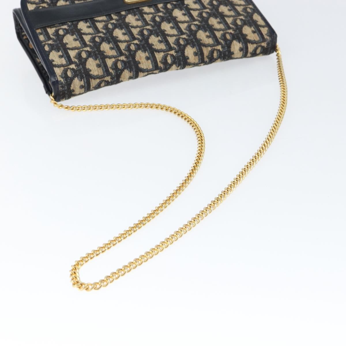 Christian Dior Vintage Trotter Shoulder Bag Canvas, NAVY, CANVAS, Shoulder bag