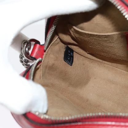 Gucci Chain Crossbody Bag Arabesque GG Coated Canvas with Leather, RED, LEATHER, Shoulder bag