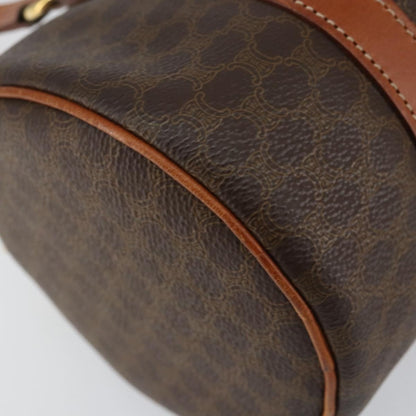 Celine Vintage Macadam Handbag Canvas and Leather, BROWN, PVC, Shoulder bag