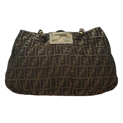 Fendi Mia Tote Metallic Zucca Canvas, BROWN, CANVAS, Tote bag