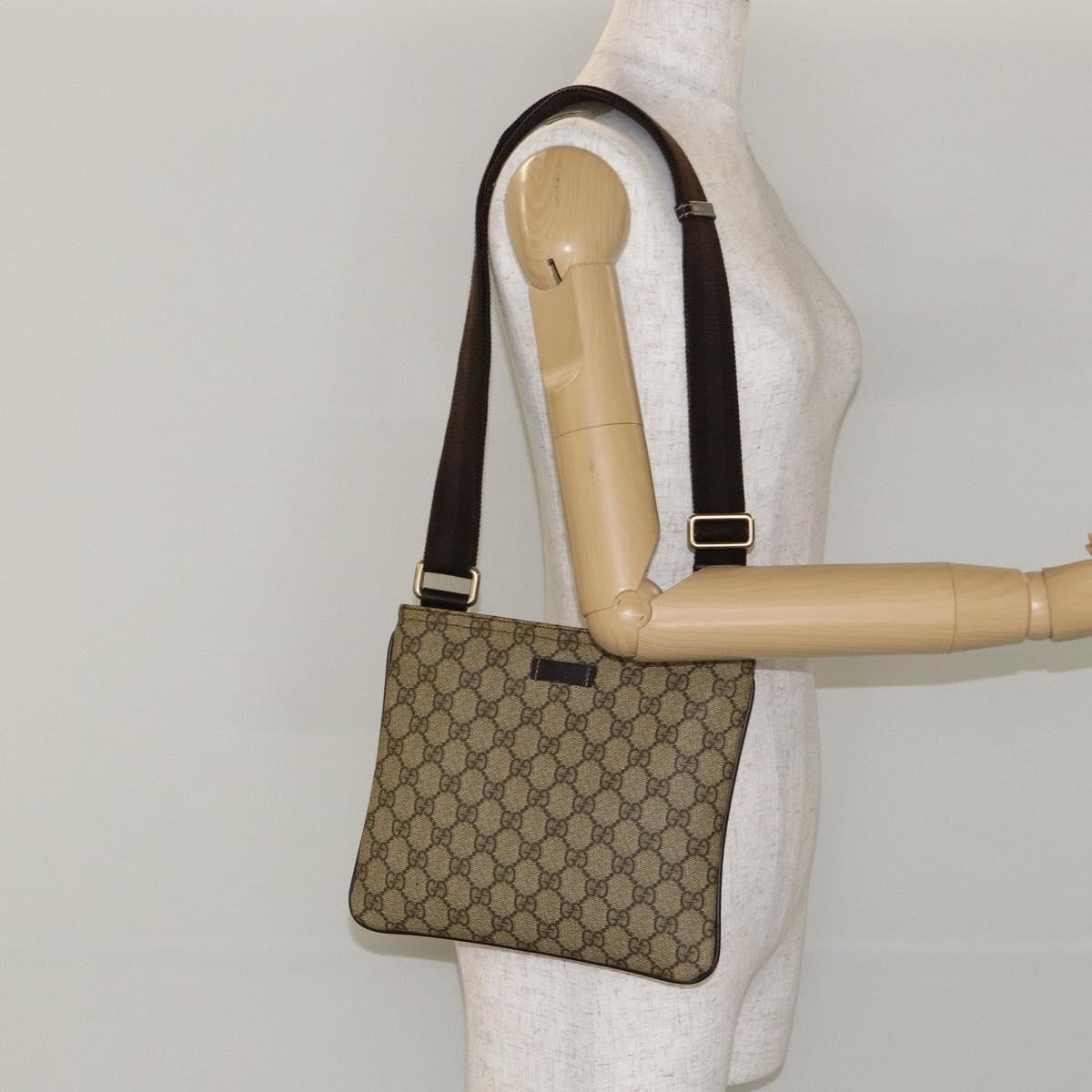 Gucci Flat Messenger Bag GG Canvas, BEIGE, CANVAS, Shoulder bag