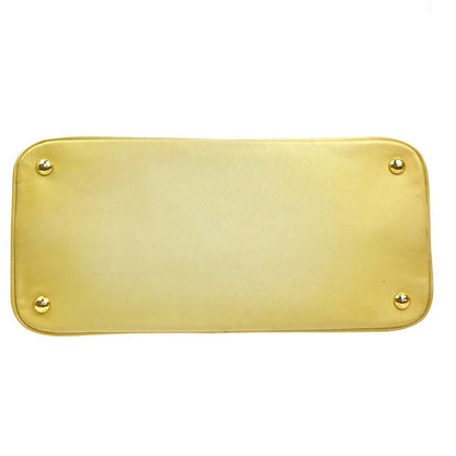Prada Open Promenade Bag Saffiano Leather, Yellow, Leather, Handbag