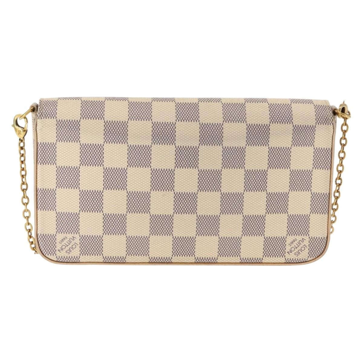 Louis Vuitton Felicie Pochette Damier, WHITE, CANVAS, Clutche & pouche