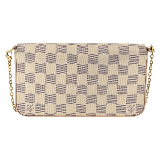 Louis Vuitton Felicie Pochette Damier, WHITE, CANVAS, Clutche & pouche