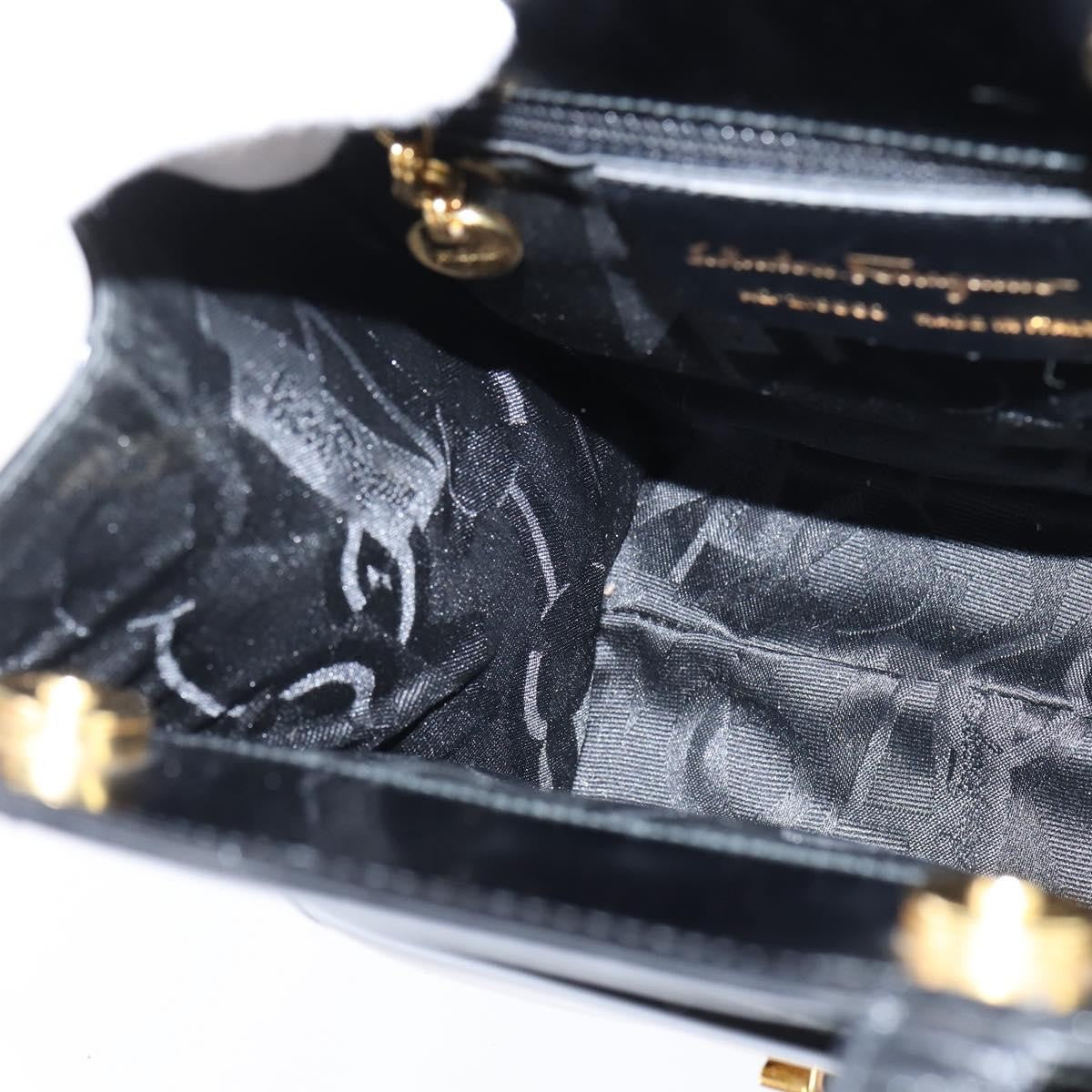 Salvatore Ferragamo Gancini handbag Patent leather, BLACK, PATENT_LEATHER, Handbag