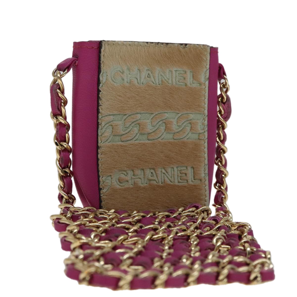 Chanel Chain Cigarette Case Leather, PINK, LEATHER, Clutche & pouche