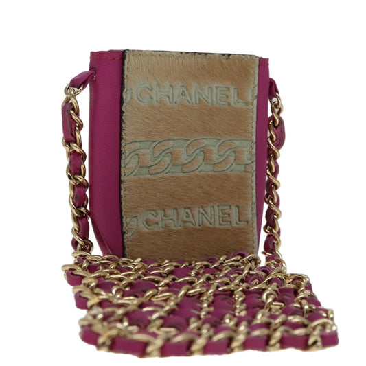 Chanel Chain Cigarette Case Leather, PINK, LEATHER, Clutche & pouche