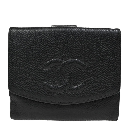 Chanel Vintage Timeless Bifold Wallet Caviar, BLACK, CALFSKIN, Wallets
