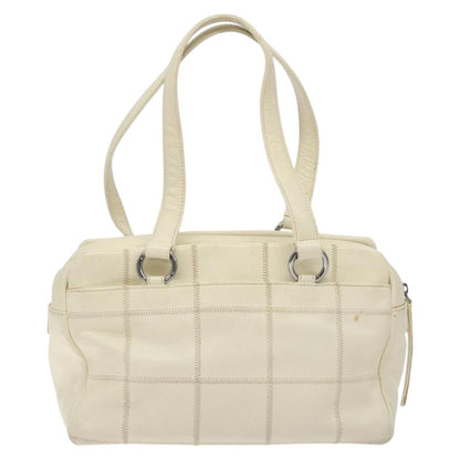Chanel Chocolate Bar CC Bowler Bag Caviar skin, WHITE, LEATHER, Handbag