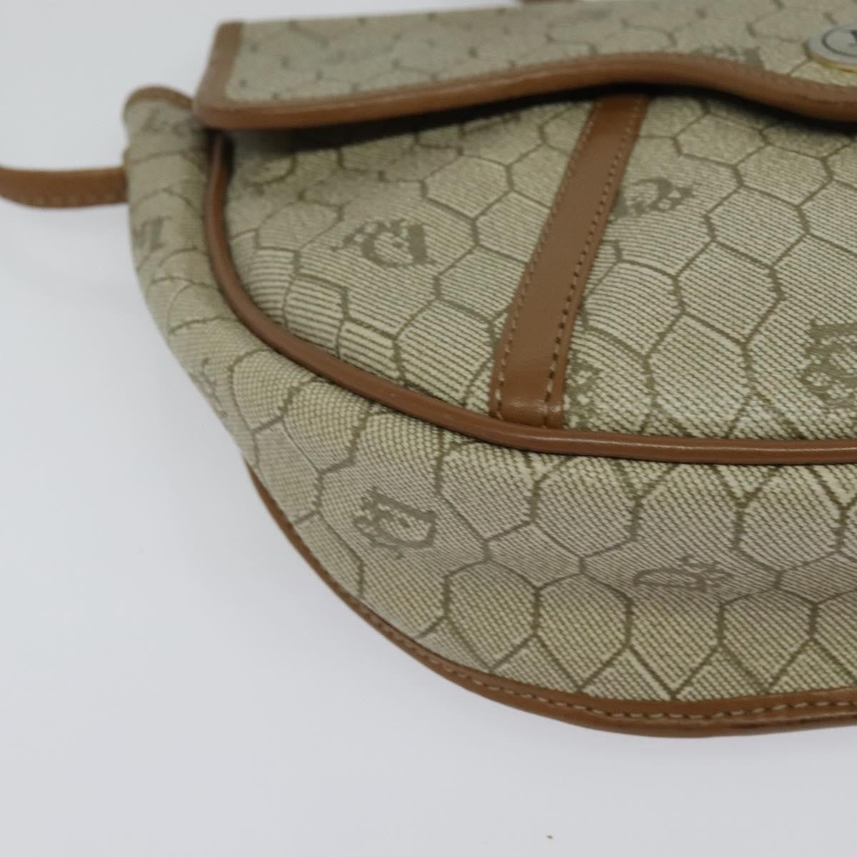 Christian Dior Vintage Honeycomb Shoulder Bag Canvas, BEIGE, CANVAS, Shoulder bag