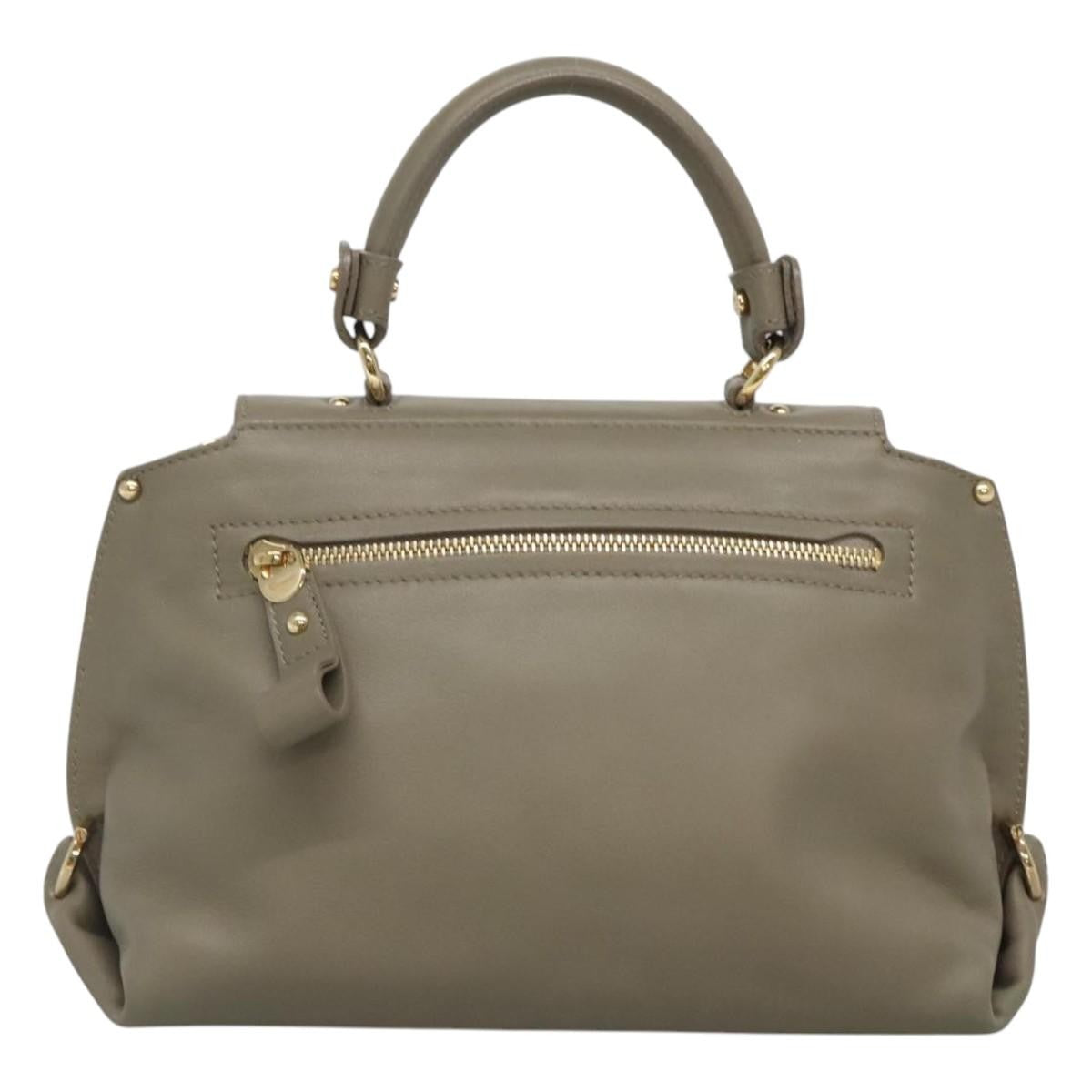 Salvatore Ferragamo Sofia Satchel Smooth Leather, GRAY, LEATHER, Handbag