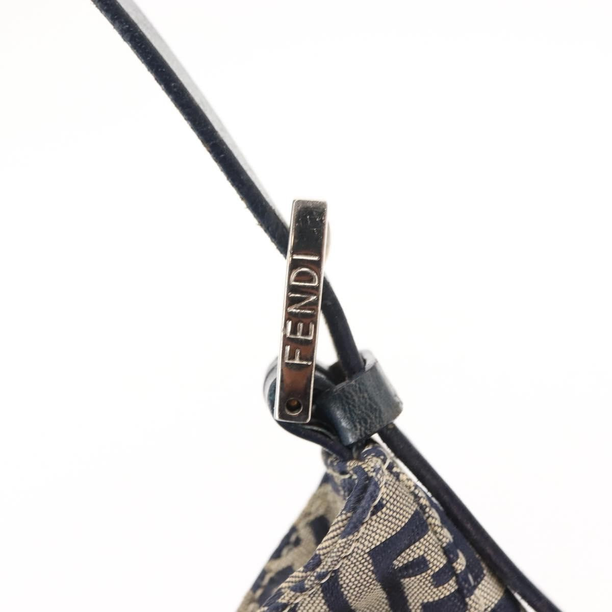 Fendi Belted Flap Shoulder Bag Zucchino Coated Canvas, NAVY, CANVAS, Shoulder bag