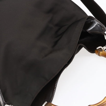 Gucci Vintage Bamboo Handle Bag Nylon, BROWN, NYLON, Handbag