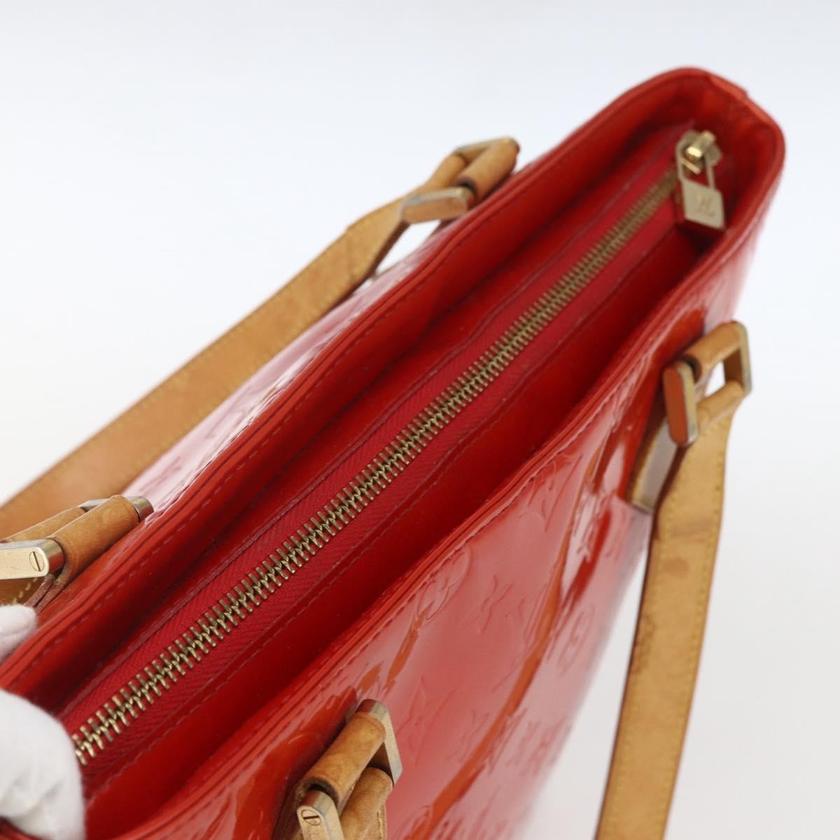 Louis Vuitton Houston Handbag Monogram Vernis, RED, PATENT_LEATHER, Handbag