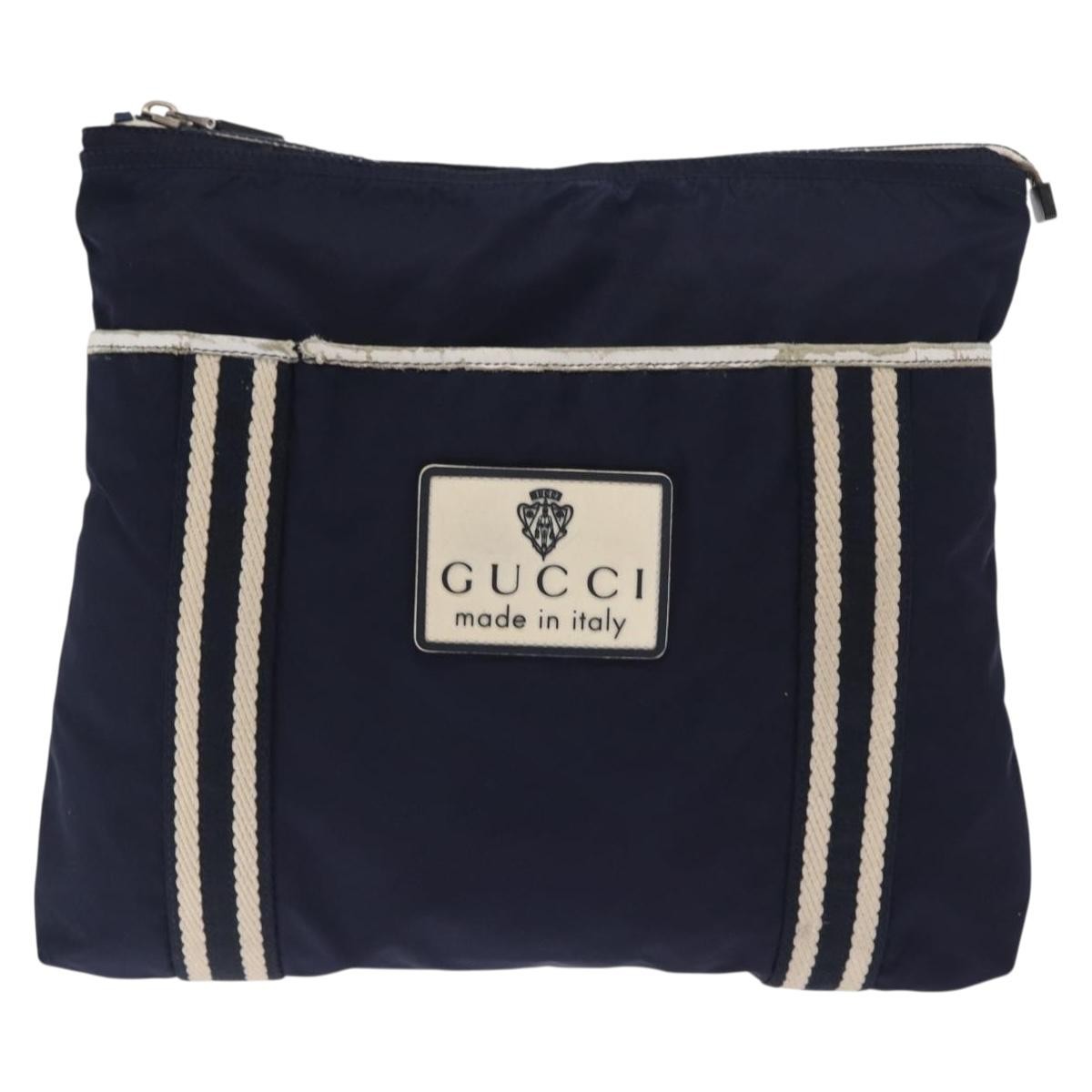 Gucci Vintage Shoulder Bag Nylon, Navy, Nylon, Shoulder Bag