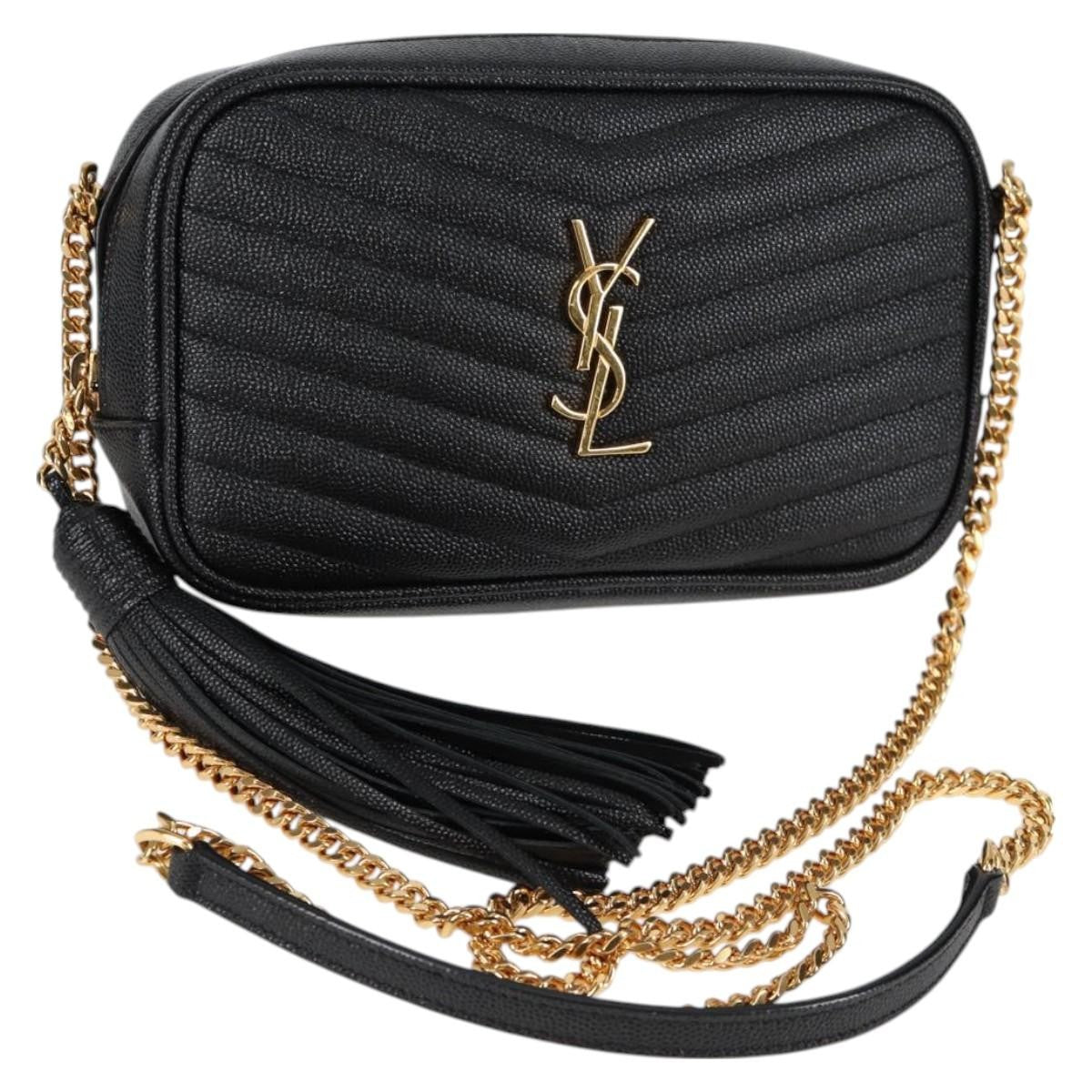 Saint Laurent Lou Camera Bag Leather, BLACK, LEATHER, Crossbody bag