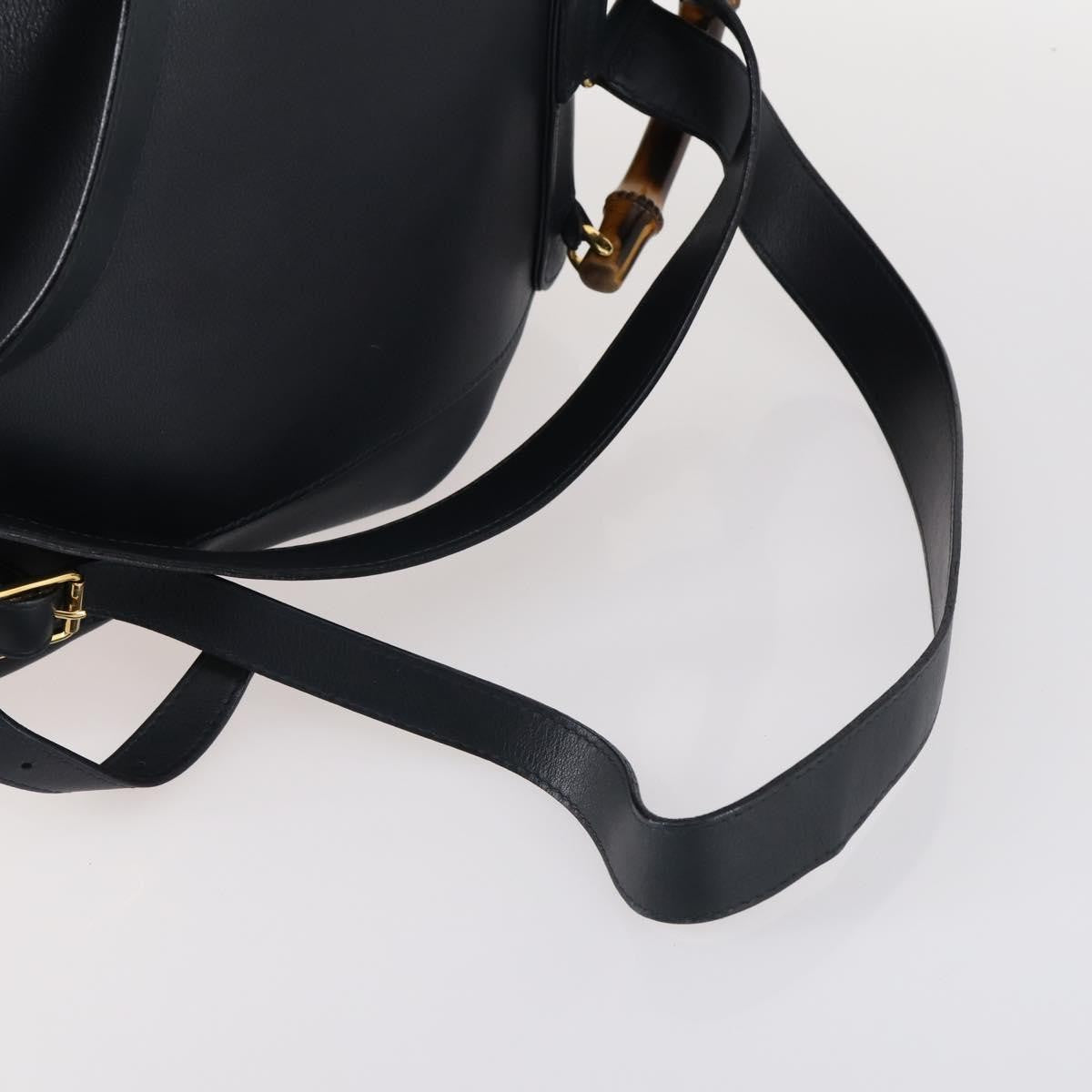 Gucci Vintage Bamboo Backpack Leather, Navy, Leather, Backpack