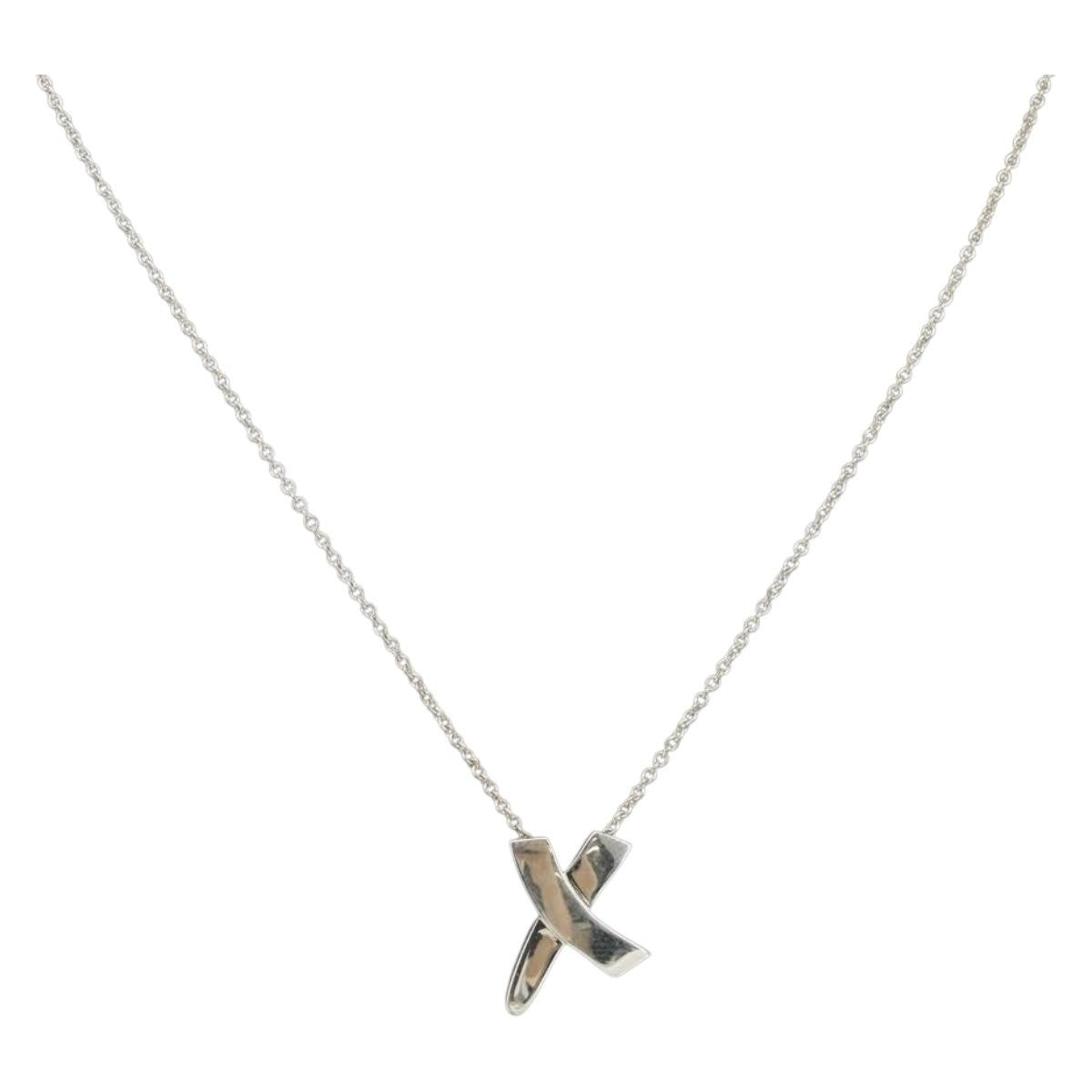 Tiffany & Co. Paloma Picasso Graffiti X Pendant Necklace Silver, SILVER, SILVER, Necklace