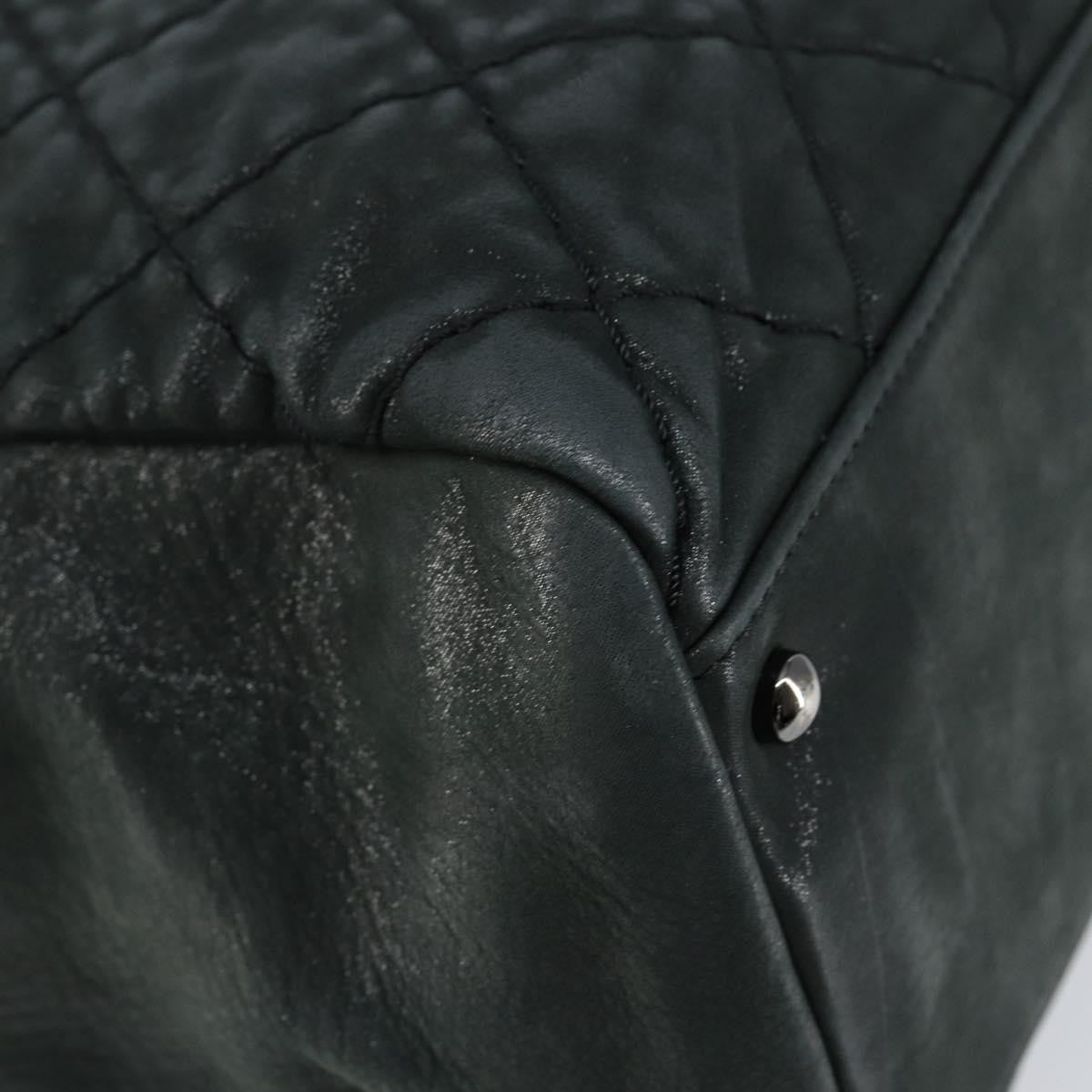 Chanel CC Charm Tote Quilted Iridescent Calfskin, GREEN, LEATHER, Tote bag