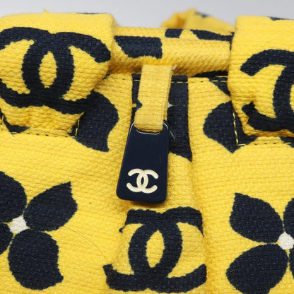 Chanel Vintage Frame Shoulder Bag Printed Canvas, YELLOW, COTTON, Shoulder bag