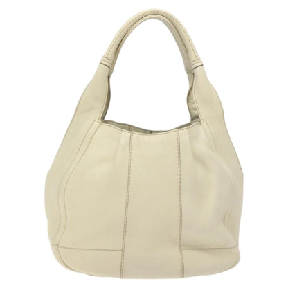 Salvatore Ferragamo Gancini Hobo Stitched Leather, WHITE, LEATHER, Handbag