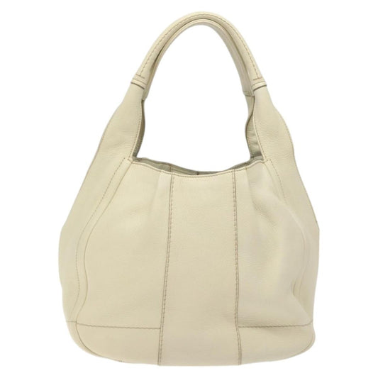 Salvatore Ferragamo Gancini Hobo Stitched Leather, WHITE, LEATHER, Handbag