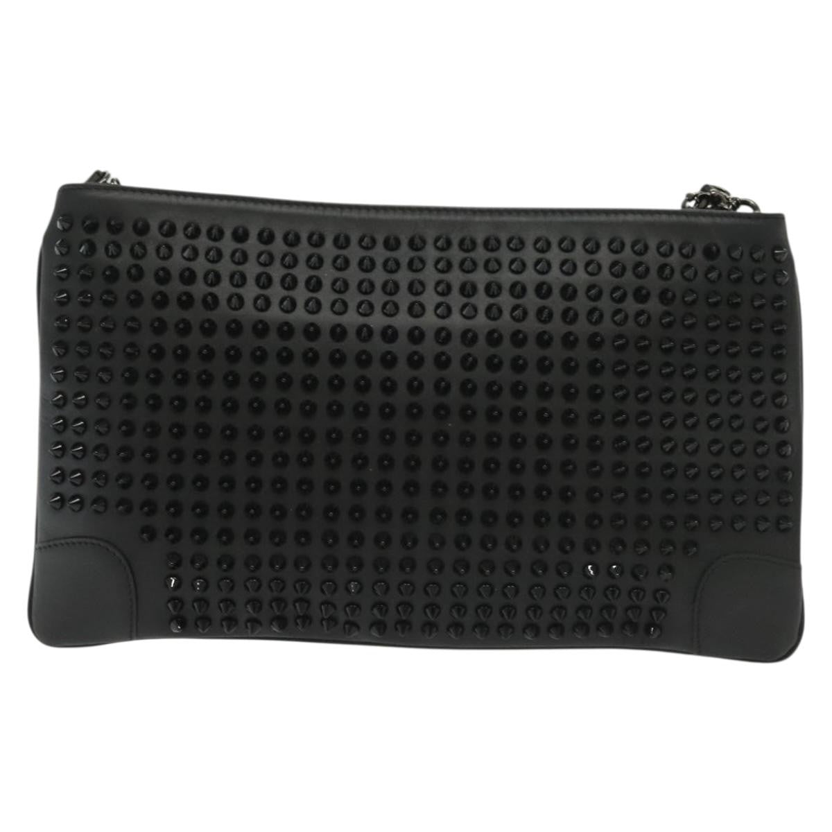 Christian Louboutin Loubiclutch Spiked Leather, BLACK, LEATHER, Shoulder bag