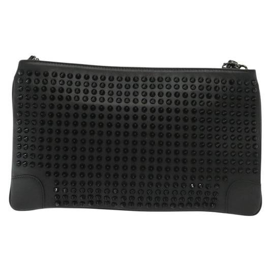 Christian Louboutin Loubiclutch Spiked Leather, BLACK, LEATHER, Shoulder bag