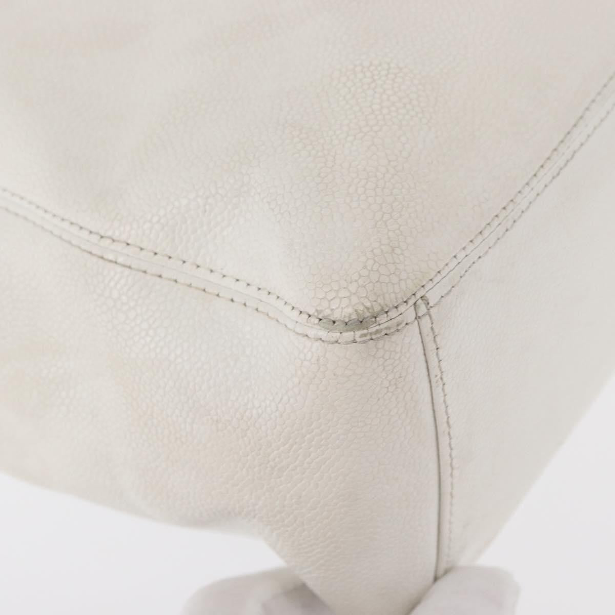 Chanel Vintage Wooden Ring Tote Caviar, WHITE, LEATHER, Tote bag