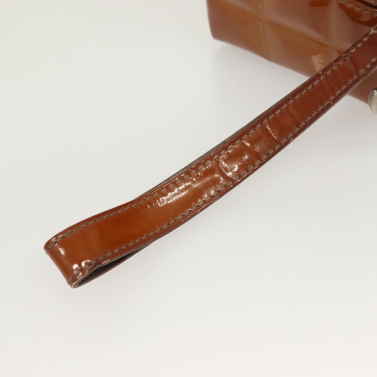 Chanel Rubiks Cube Wristlet Quilted Patent, BROWN, PATENT_LEATHER, Clutche & pouche