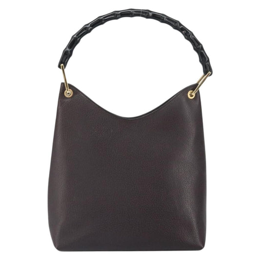 Gucci Vintage Bamboo Hobo Leather, BROWN, LEATHER, Shoulder bag
