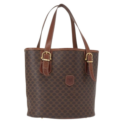 Celine Vintage Macadam Handbag Canvas and Leather, BROWN, CANVAS, Tote bag