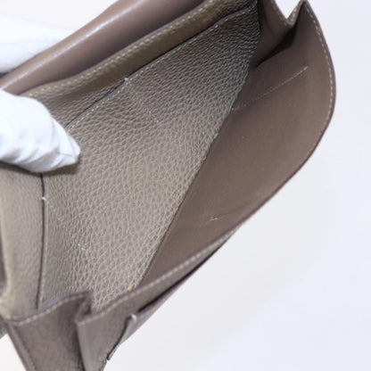 Hermes Dogon Duo Combined Wallet Leather, GRAY, LEATHER, Wallets