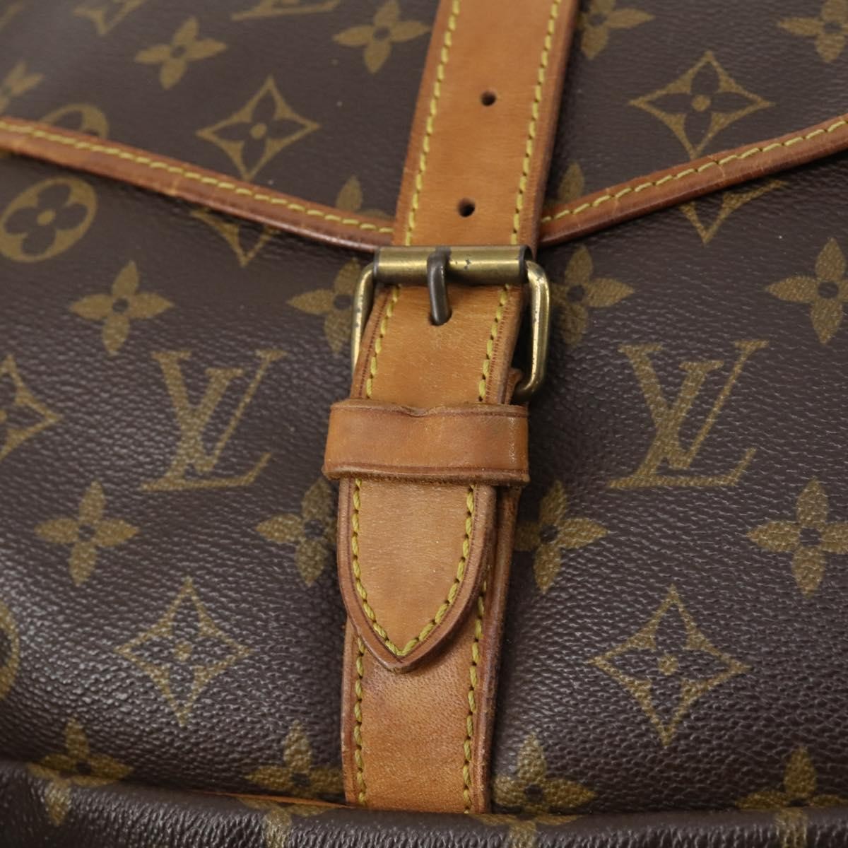 Louis Vuitton Saumur Handbag Monogram Canvas, BROWN, CANVAS, Shoulder bag