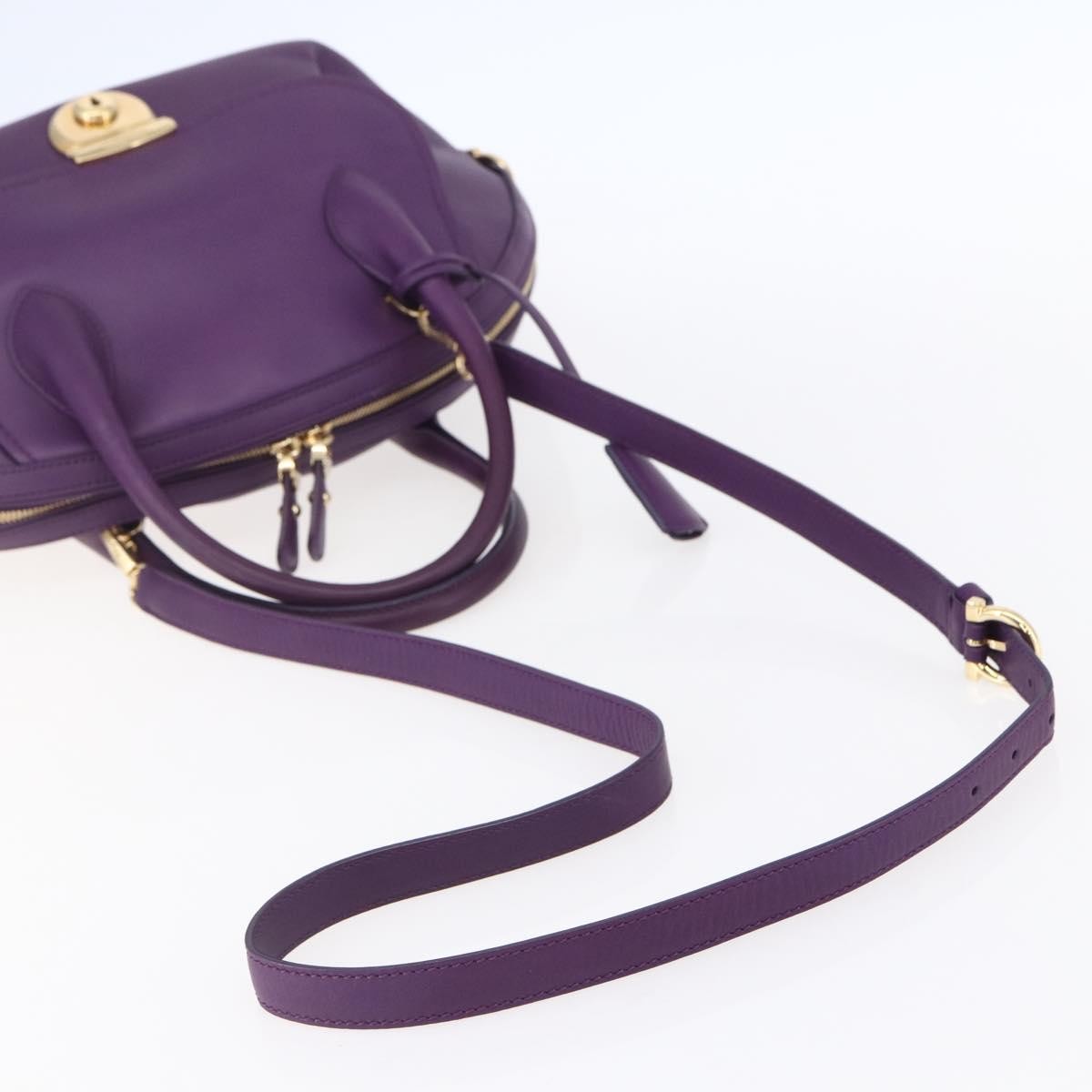 Salvatore Ferragamo Vintage Fiamma Satchel Leather, Purple, Leather, Handbag